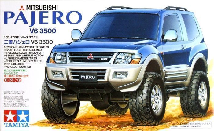 Сборная модель Tamiya Mitsubishi Pajero V6 3500, маленькие колеса, сборка без клея