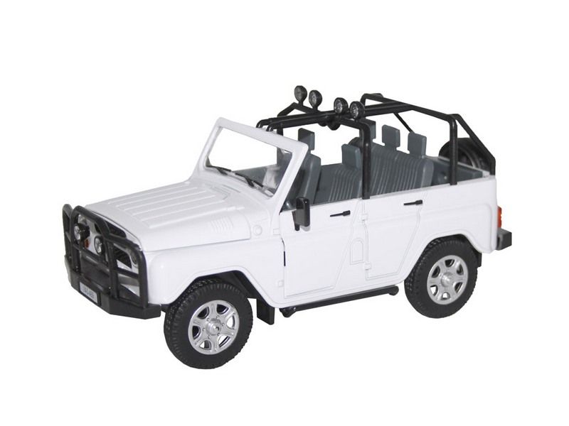 Машина АВТОПАНОРАМА УАЗ469, 124, белый, свет, звук, инерция, вк 221211 см