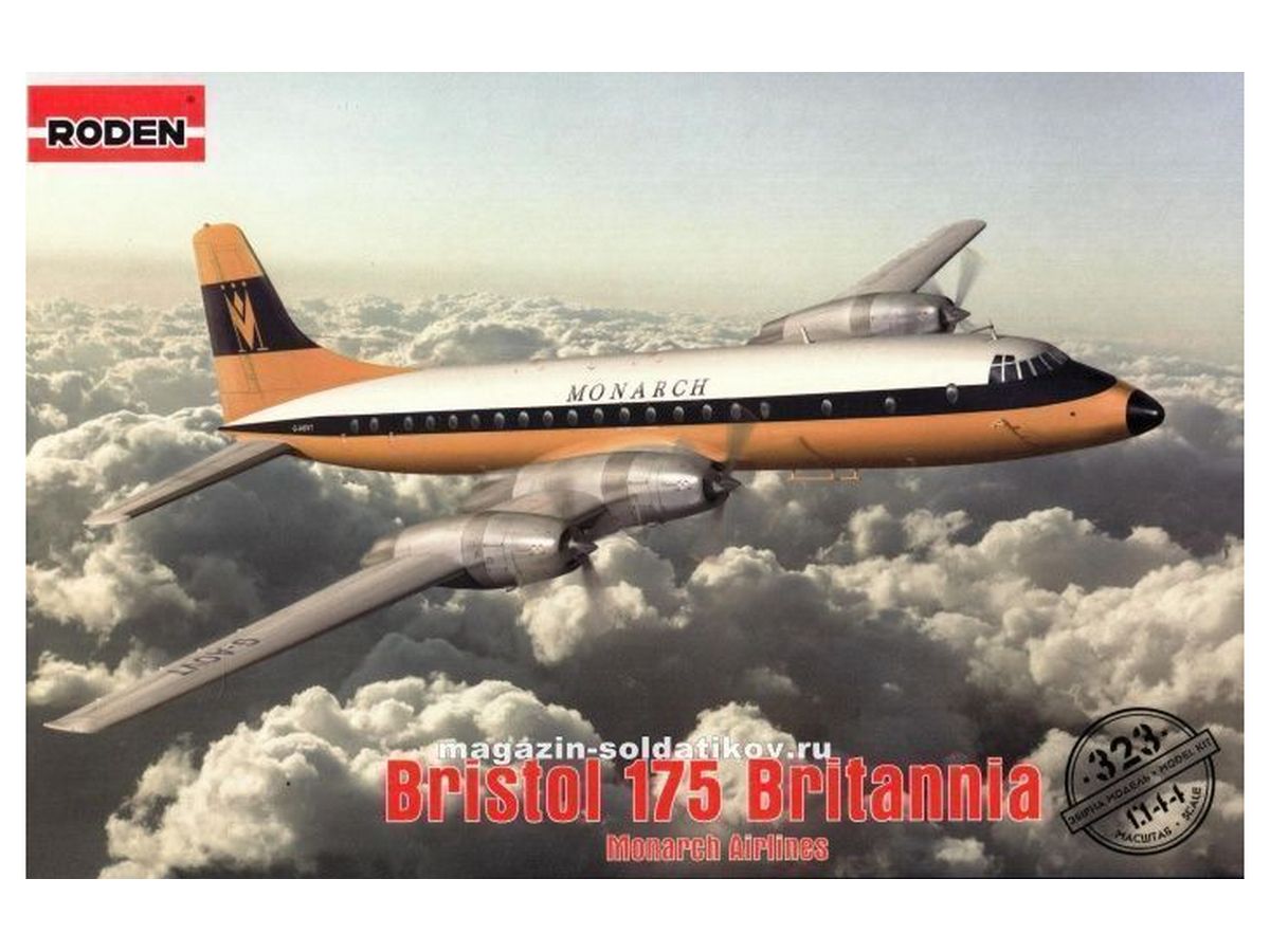 Сборная модель RODEN Самолёт Bristol 175 Britannia Monarch Airlines, 1144
