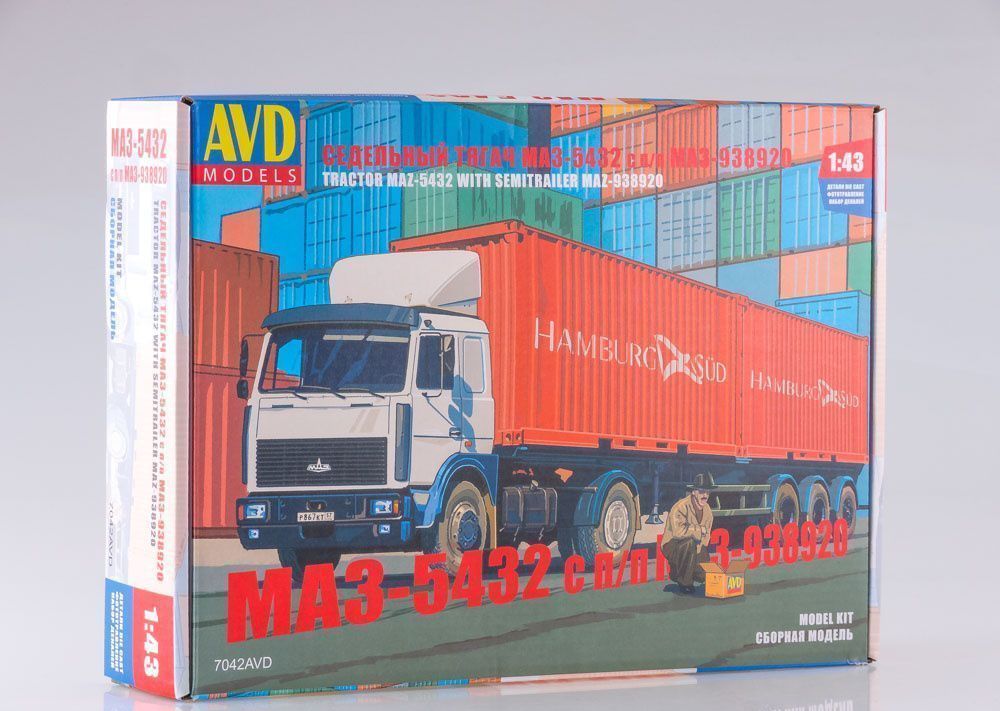 Сборная модель МАЗ5432 с полуприцепомконтейнеровозом МАЗ938920 143