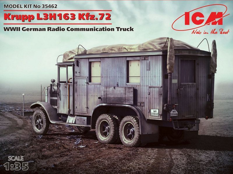 Сборная модель ICM L3H163 Kfz72, Немецкий автомобиль радиосвязи, 2МВ, 135
