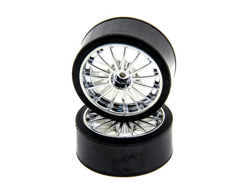 Колеса в сборе с хромированными дисками для дрифт Himoto E18DT, E18DTL