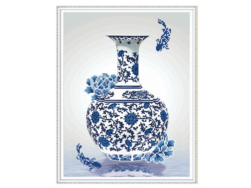 Алмазная мозаика с нанесенной рамкой 40х50 В СТИЛЕ ГЖЕЛЬ 8 цветов