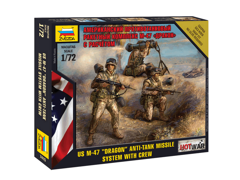 Сборная модель ZVEZDA Американский противотанковый ракетный комплекс М47 Дракон с расчетом, 172