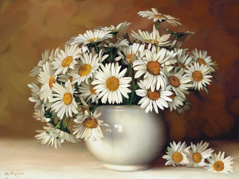 Картины мозаикой 40х50 БУЗИН САДОВЫЕ РОМАШКИ квадр элты 21 цвет