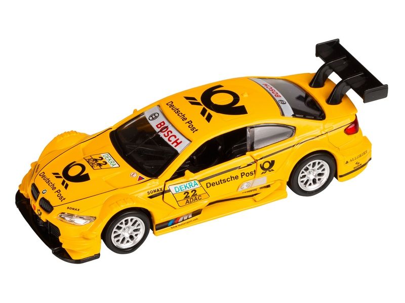 Машина АВТОПАНОРАМА BMW M3 DTM, желтый, 142, инерция, вк 17,512,56,5 см