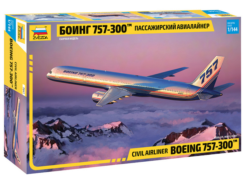 Сборная модель ZVEZDA Пассажирский авиалайнер Боинг 757300, 1144