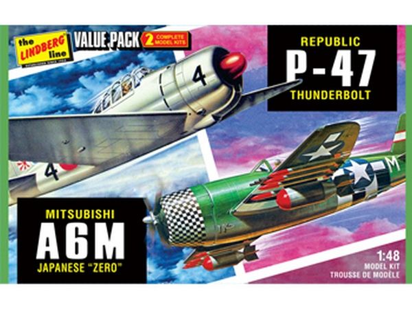 Склеиваемая модель Hawk Lindberg 148 2 pack WWII Adversaries P47 Thunderbolt 