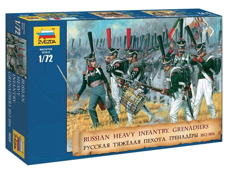 Сборные солдатики ZVEZDA Русская тяжёлая пехота Гренадёры 18121814 гг, 172