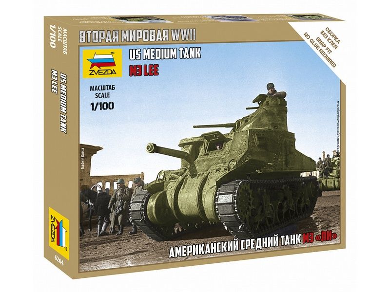 Сборная модель ZVEZDA Американский средний танк Ли М3, 1100
