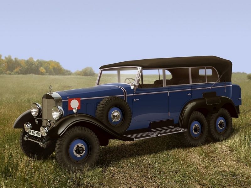 Сборная модель ICM Typ G4 W31 с раскрытым тентом Германский пассажирский автомобиль II МВ, 135