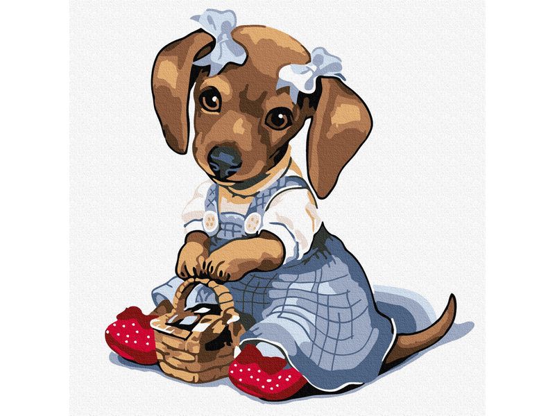 Набор юного художника 20Х20 ТАКСА С КОРЗИНКОЙ 13 цветов