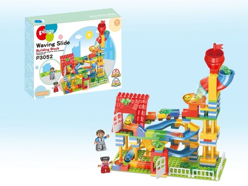 Конструктор Pilage Крутой спуск 209 деталей, лабиринт с шариками и воронками