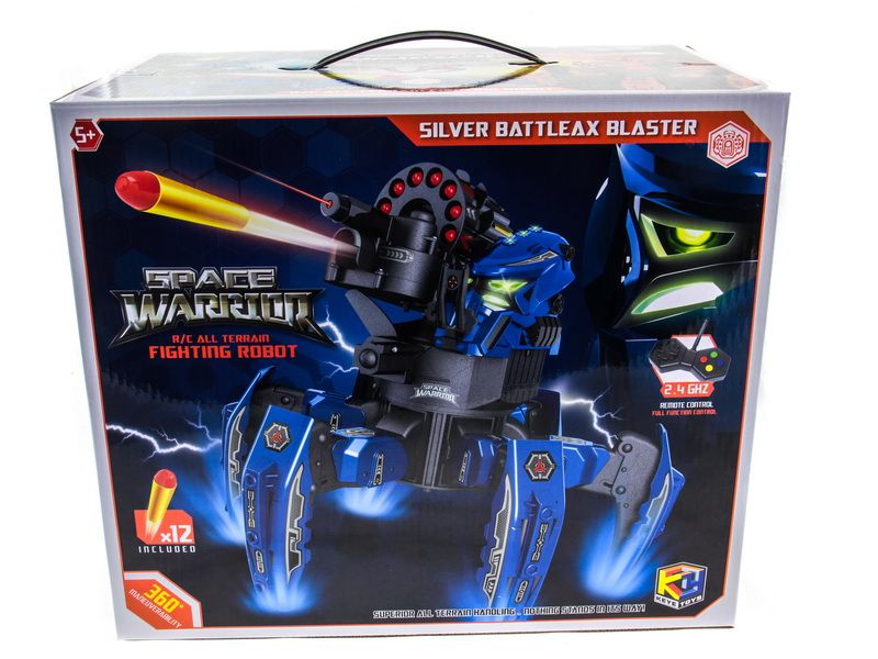 РУ боевой роботпаук Space Warrior, лазер, диски, синий, NiMh и ЗУ, 24G