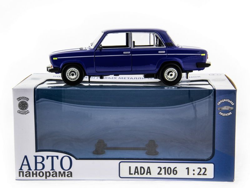 Машина АВТОПАНОРАМА ВАЗ 2106 синяя ,122, инерция, Pull Bаck механизм, вк 101222 cм