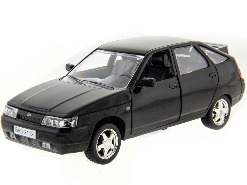 Машина АВТОПАНОРАМА ВАЗ 2112 черная,122, инерция, Pull Bаck механизм, вк 101222 cм