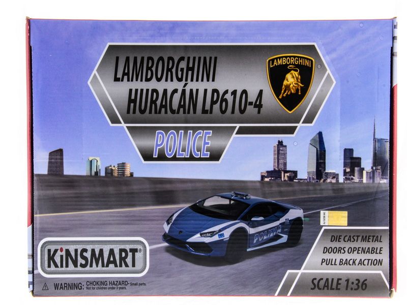 Машина Kinsmart Lamborghini Huracan Police инерция 112шт 136 бк