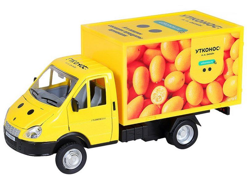 Машина АВТОПАНОРАМА ГАЗельбизнес Утконос Кумкват, 128, желтый, свет, звук, вк 241412 см