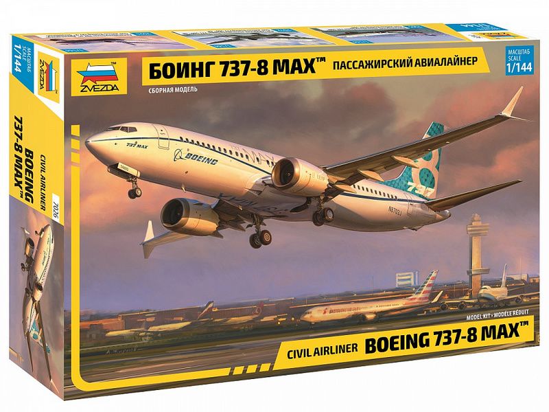 Сборная модель ZVEZDA Пассажирский авиалайнер Боинг 7378 MAX, 1144