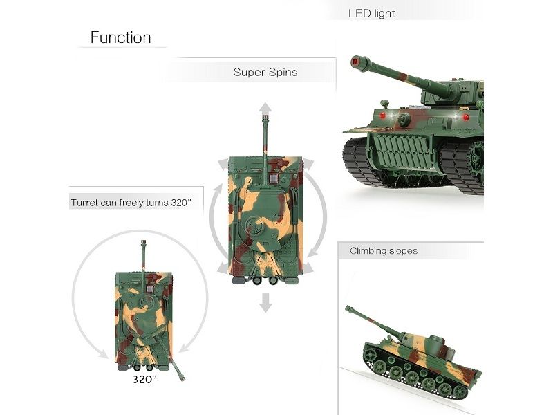 Радиоуправляемый танк Heng Long 126 Tiger I ИКверсия, ИК пульт, акб, RTR