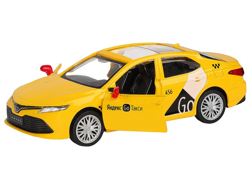 Машина АВТОПАНОРАМА Яндекс GO Toyota Camry, 143, желтый, инерция, откр двери, 17,512,56,5 см