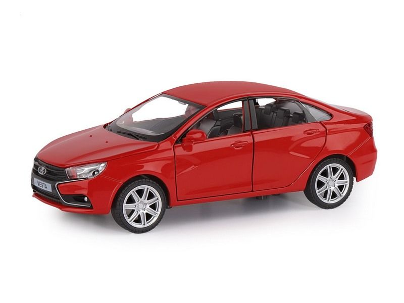 Машина АВТОПАНОРАМА LADA VESTA седан, 124,  красный, свет звук эффекты, вк 24,512,510,5 см