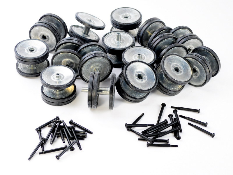 Опорные катки металл с резиновыми бандажами и оси колёсные для TG Tiger ранняя версия