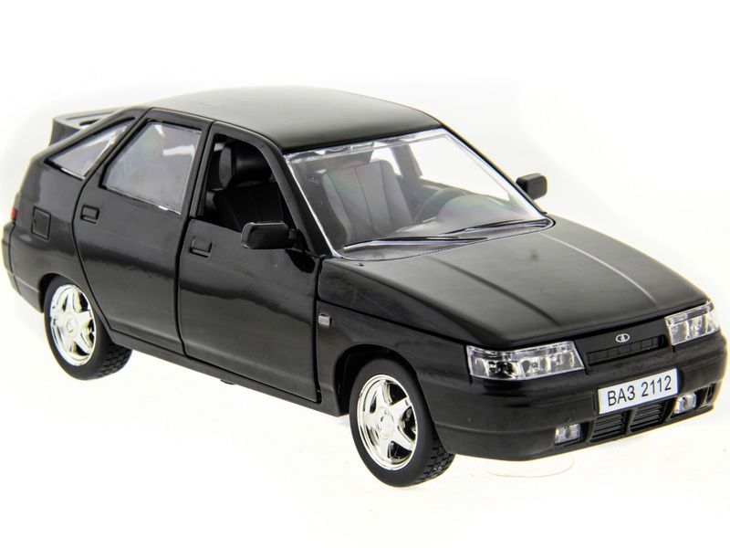 Машина АВТОПАНОРАМА ВАЗ 2112 черная,122, инерция, Pull Bаck механизм, вк 101222 cм