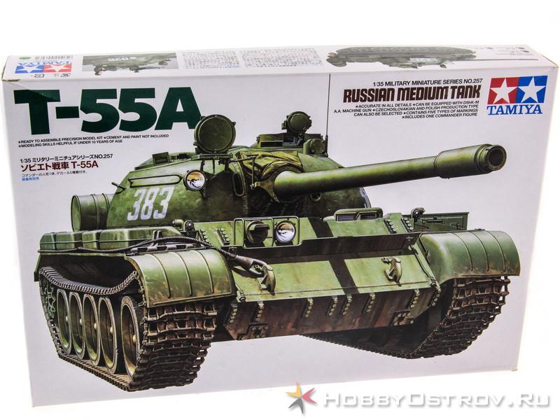 Склеиваемая модель Tamiya 135 Советский танк Т55А, с одной фигурой
