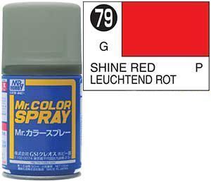 Краска акрил для пластика в аэрозольных баллончиках тм MRHOBBY 100мл SHINE RED, шт