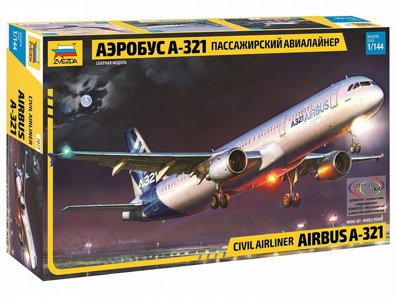 Сборная модель ZVEZDA Пассажирский авиалайнер Аэробус А321, 1144