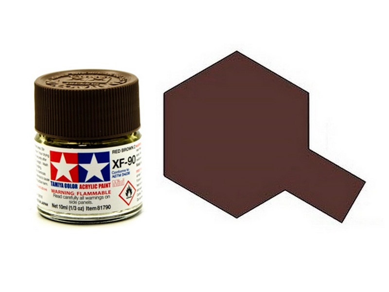 Краска Tamiya XF90 Red Brown 2 Краснокоричневый 2 матовая акриловая, 10мл