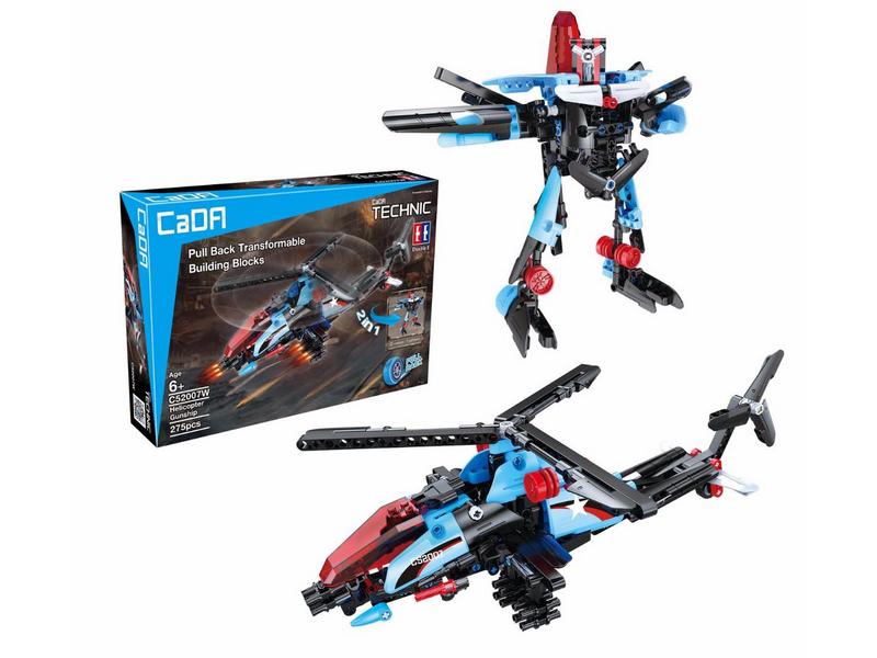 Конструктор CaDA Technic вертолеттрансформер, инерционный 275 деталей