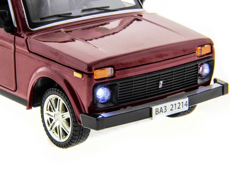 Машина АВТОПАНОРАМА ВАЗ 2121 бордовая,122, инерция, Pull Bаck механизм, вк 101222 cм