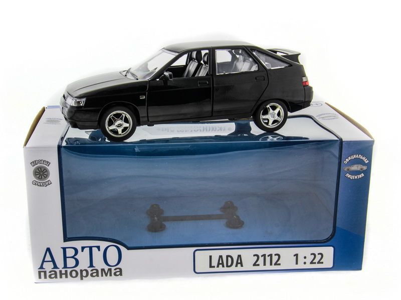 Машина АВТОПАНОРАМА ВАЗ 2112 черная,122, инерция, Pull Bаck механизм, вк 101222 cм