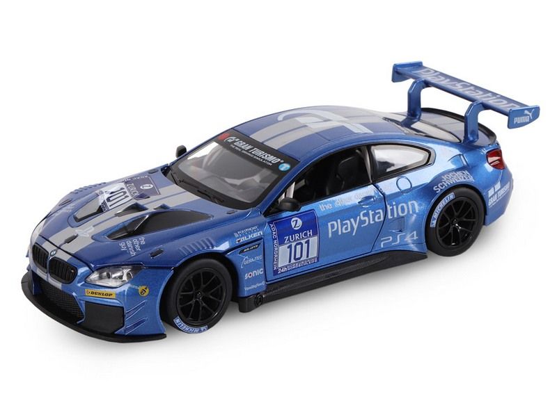 Машина АВТОПАНОРАМА BMW M6 GT3, синий, 124, свет, звук, вк 24,512,510,5 см