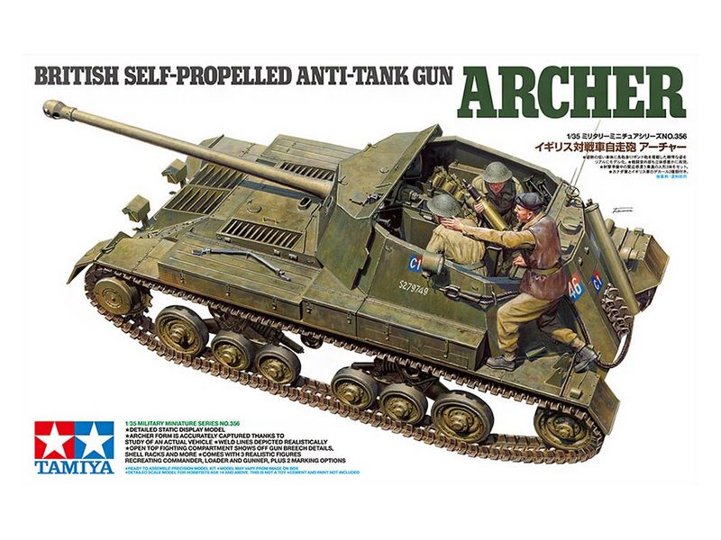 Склеиваемая модель Tamiya 135 Английское самоходное противотанковое орудие Archer, с 3 фигурами