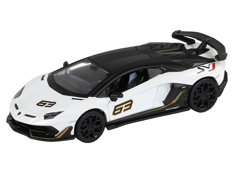 Машина АВТОПАНОРАМА Lamborghini SVJ, белый, 132, свет, звук, инерция, вк 17,512,56,5 см