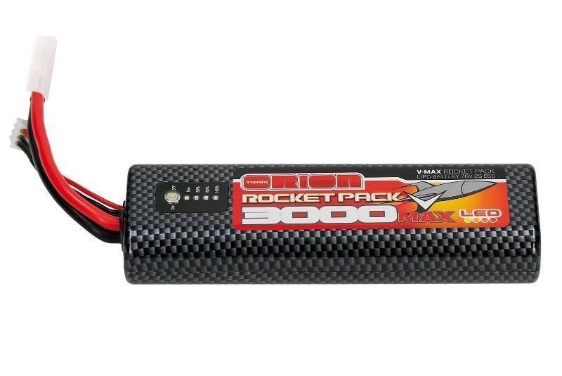 Аккумулятор Team Orion Rocket Pack VMax LiPo 3000 55C Round LED, 76V, 2S, Tamiya