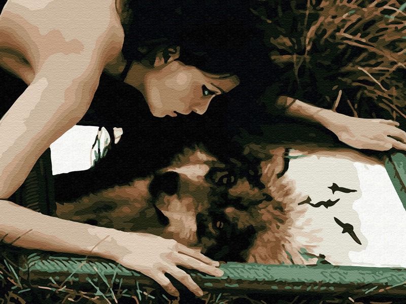 Картина по номерам с цветной схемой на холсте 30х40 ВОЛЧИЦА 18 цветов