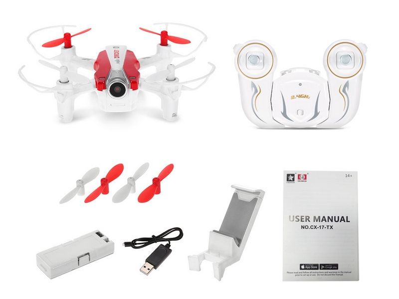 Радиоуправляемый квадрокоптер Cheerson CX17 WiFi RTF 24G красный