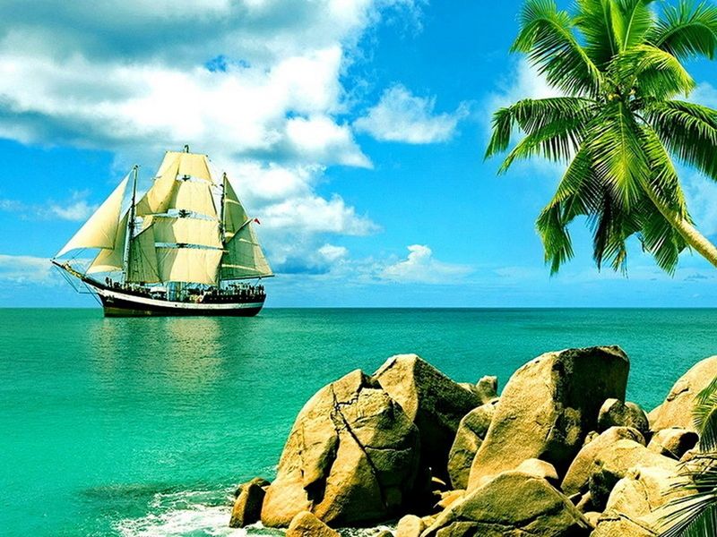 Картина по номерам с цветной схемой на холсте 30х40 Сейшельские острова 19 цветов