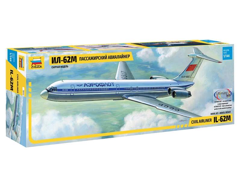 Сборная модель ZVEZDA Советский пассажирский авиалайнер Ил62М, 1144