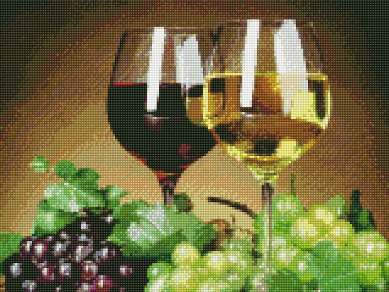 Алмазная мозаика с нанесенной рамкой 40х50 НАТЮРМОРТ С ВИНОГРАДОМ 30 цветов