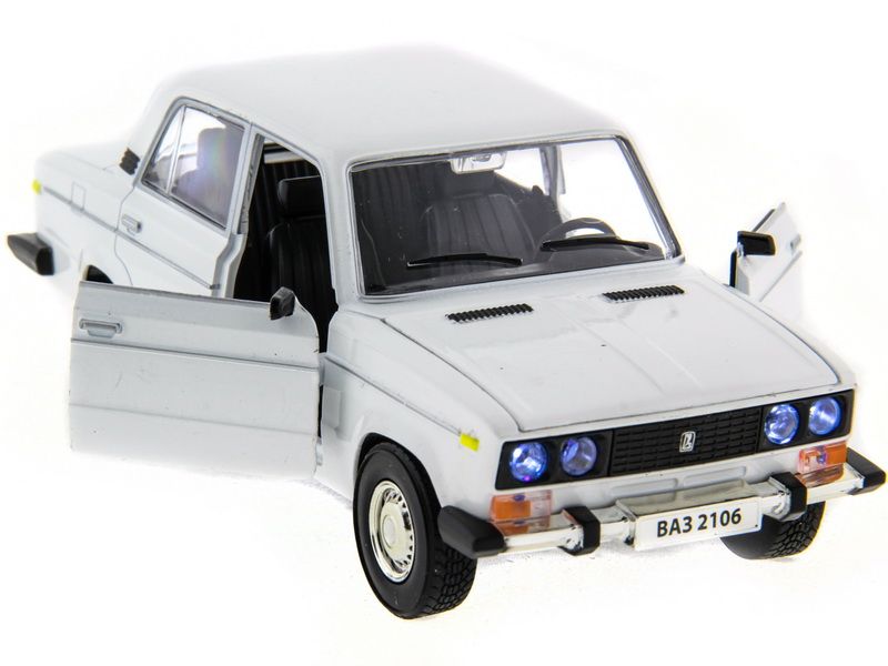 Машина АВТОПАНОРАМА ВАЗ 2106 белая,122, инерция, Pull Bаck механизм,  вк 101222 cм