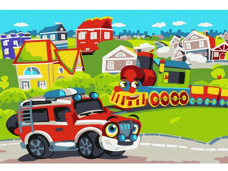 Набор юного художника 20х30 Веселый транспорт 15 цветов