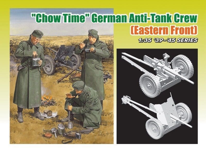 Сборная модель Нем противотанк расчет с пушкой 37cm PAK 3536 CHOW TIME 135