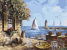 Картина по номерам на дереве 40х50 ЛЕТНЕЕ КАФЕ 28 цветов