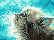 Картина по номерам с цв схемой на холсте 30х40 ПУШИСТЫЙ КОТЕНОК 18 цветов