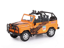 Машина АВТОПАНОРАМА УАЗ469 RALLY, оранжевый, 124, свет, звук, инерция, вк 221211 см